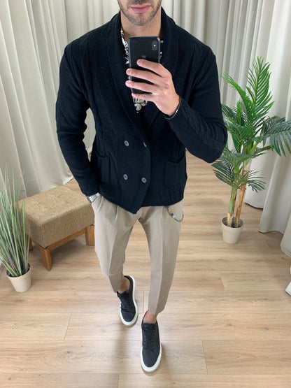 Cardigan Doppiopetto Sciallato col. Nero