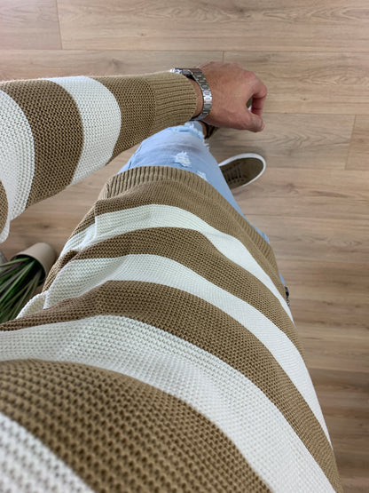 Maglioncino a righe orizzontali col. Beige