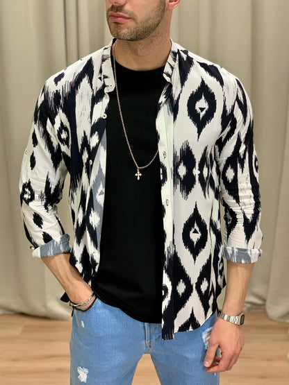 Camicia Ambra Nera in viscosa col. Bianco