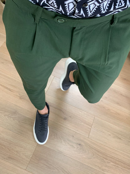 Pantalone Vienna con Pinces col. Verde Militare
