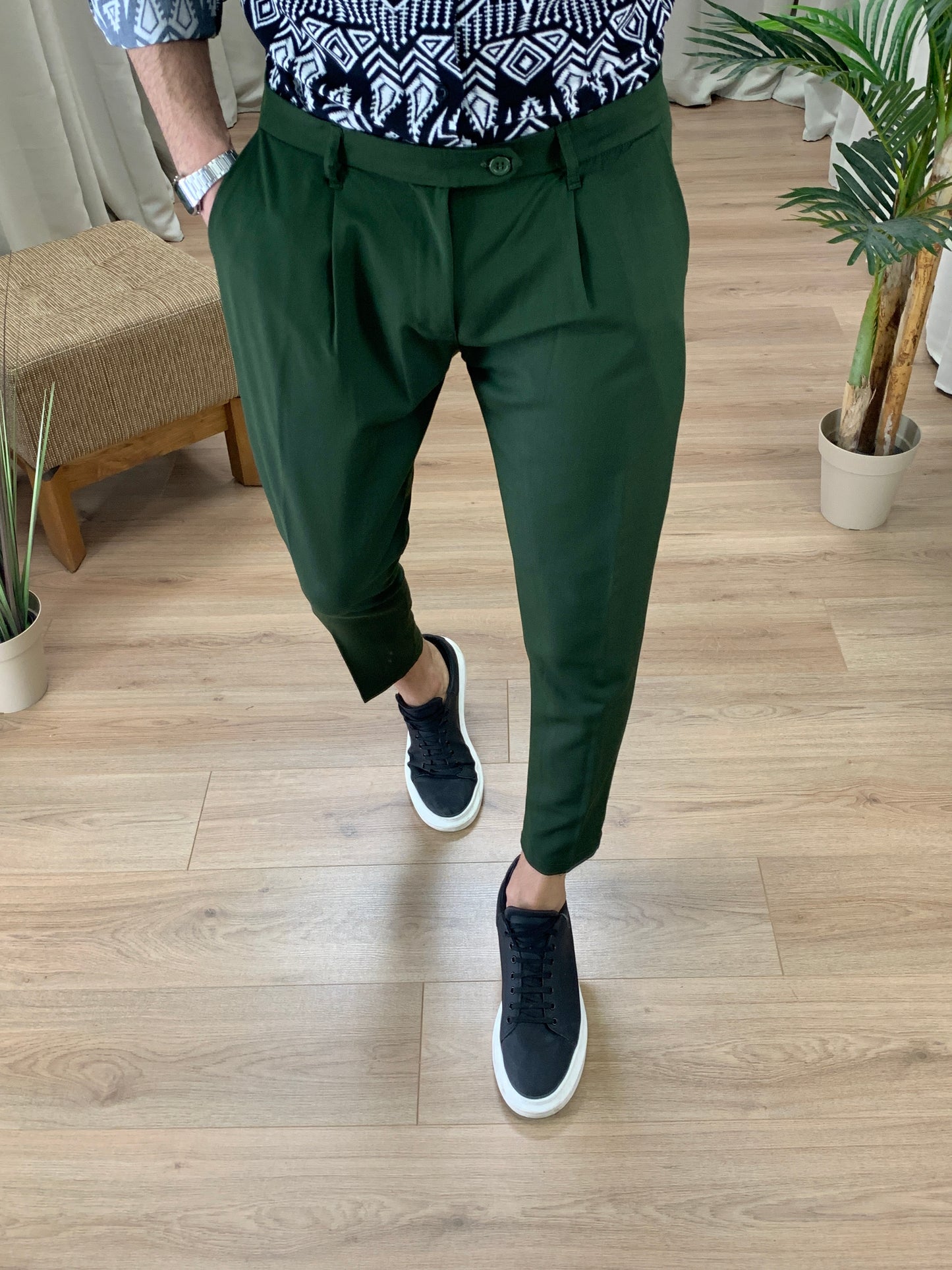 Pantalone Vienna con Pinces col. Verde Militare