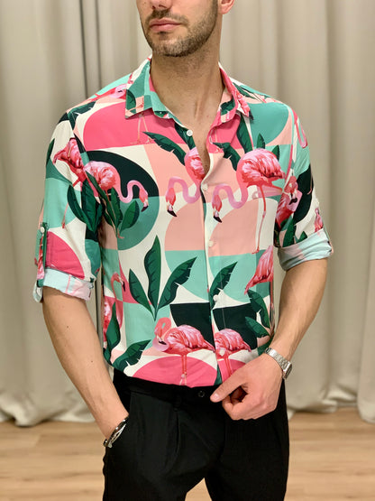 Camicia fantasia Fenix in viscosa col. Bianco
