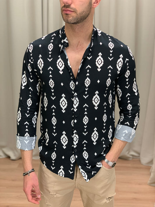 Camicia Geroglif in viscosa col. Nero