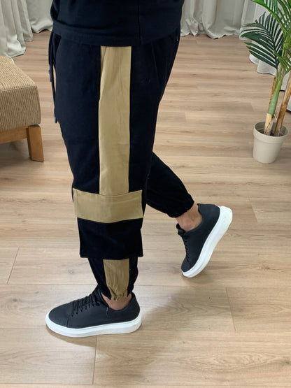 Pantalone Cargo profilo Cammello col. Nero