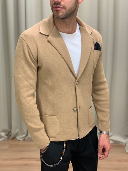 Giacca in maglia modello Principe col. Cammello