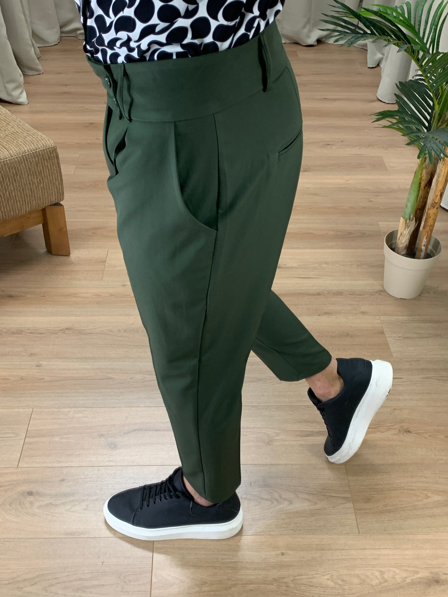 Pantalone Marsiglia doppio bottone col. Verde Militare