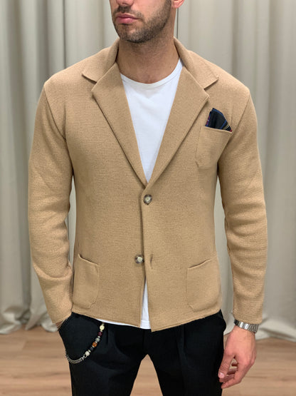 Giacca in maglia modello Principe col. Cammello