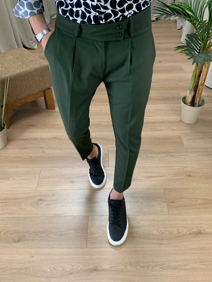 Pantalone Marsiglia doppio bottone col. Verde Militare