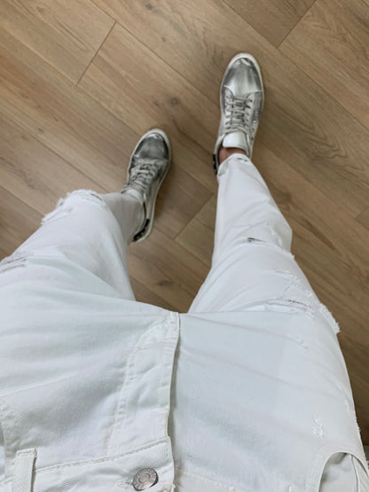 Jeans Bob con rotture col. Bianco