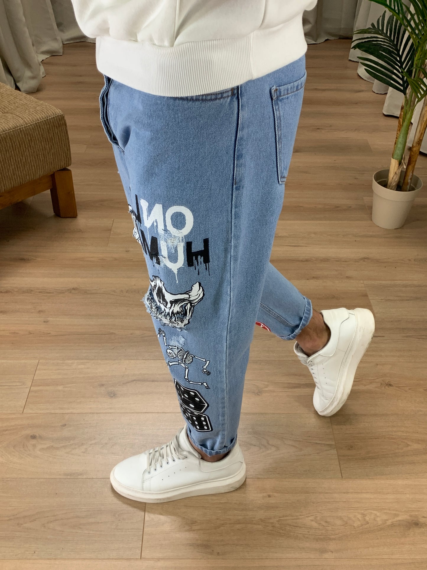Jeans Only Human con stampa col. Denim