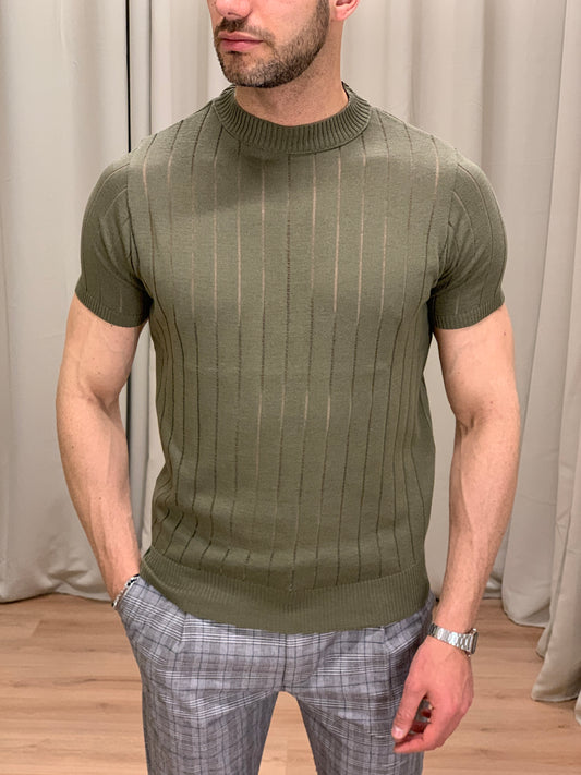 Tshirt Beverly girocollo in filo di cotone col. Verde Militare