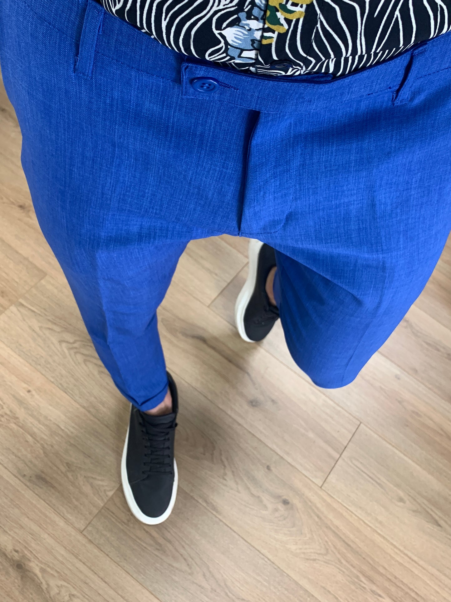 Pantalone Valencia con risvolto col. Blu