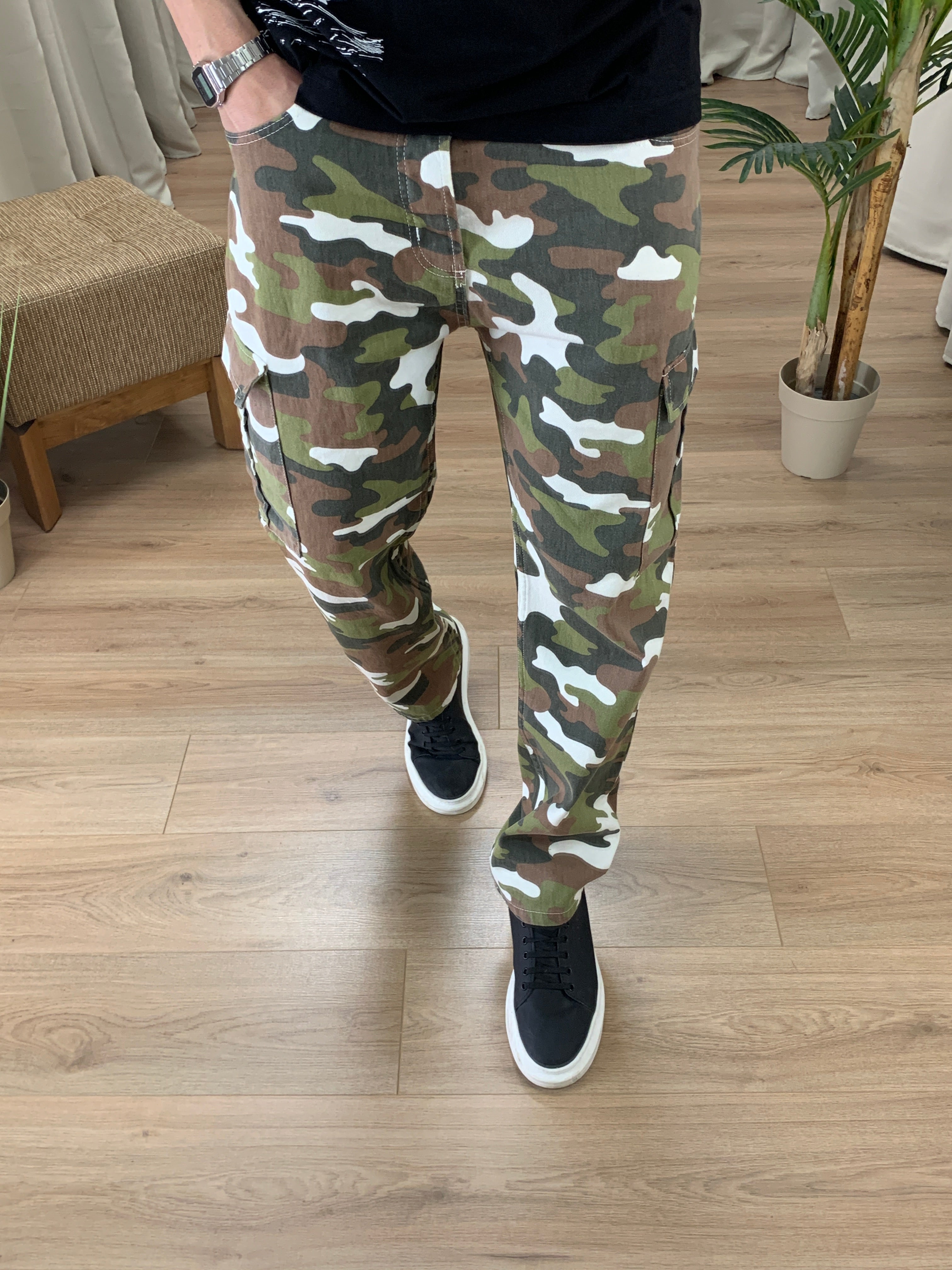 Jeans Cargo Militare con Tasconi Verde Militare VERDE MILITARE 42