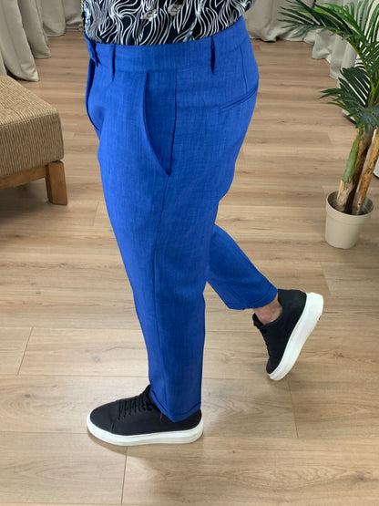 Pantalone Valencia con risvolto col. Blu