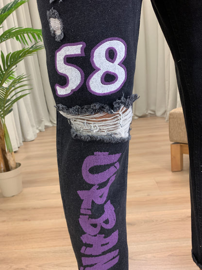 Jeans Urban con stampe adesivate col. Nero