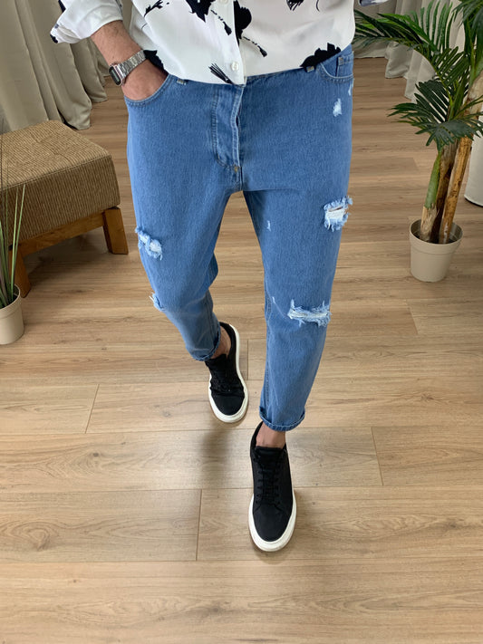 Jeans Maison con rotture col. Denim