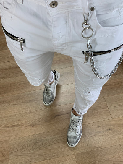 Jeans Biker Paris Zip col. Bianco