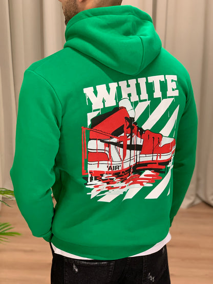 Felpa White Air con Cappuccio col. Verde