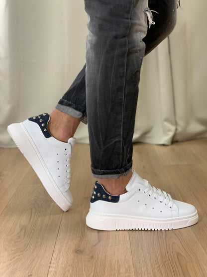 Sneakers con tallone in Jeans a contrasto col. Bianco
