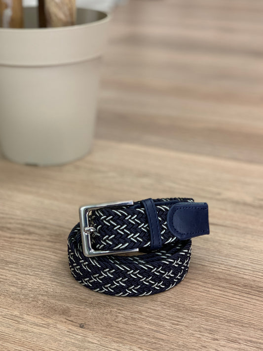 Cintura in tessuto intrecciato elasticizzato col. Blu